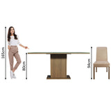 Juego de Comedor Alexis con 6 Sillas - Tablero de Madera y Cristal
