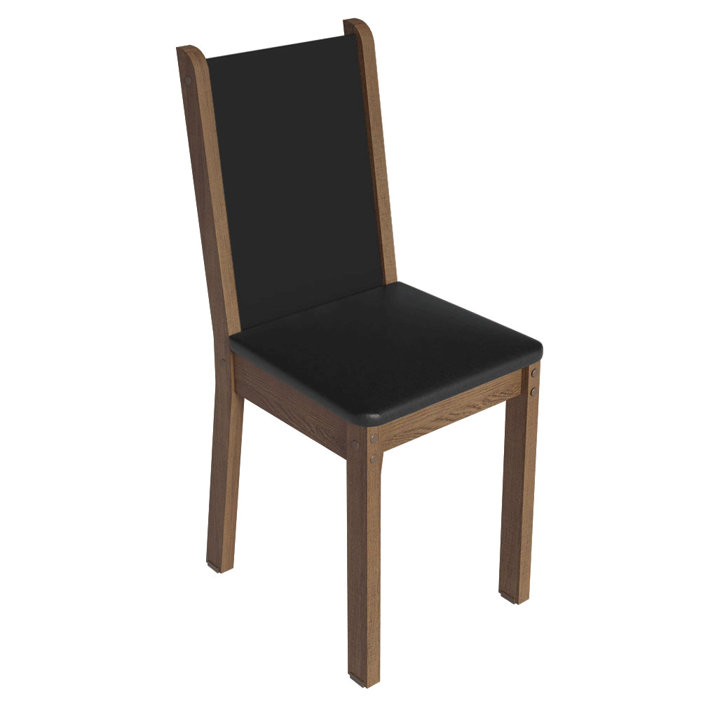 Juego de Comedor Justine con 8 Sillas - Tablero de Madera y Cristal Marrón/Negro