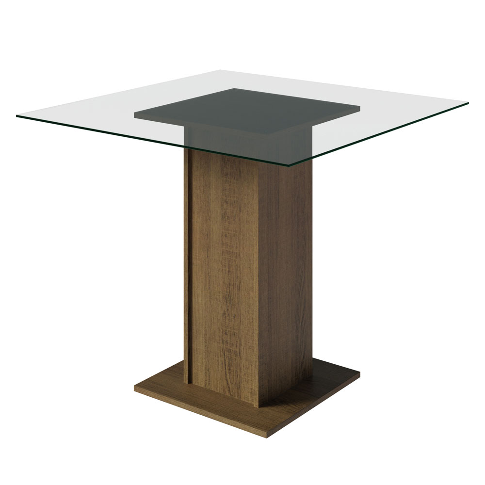 Juego de Comedor Aline con 4 Sillas - Encimera Cuadrada de Cristal Marrón/Negro