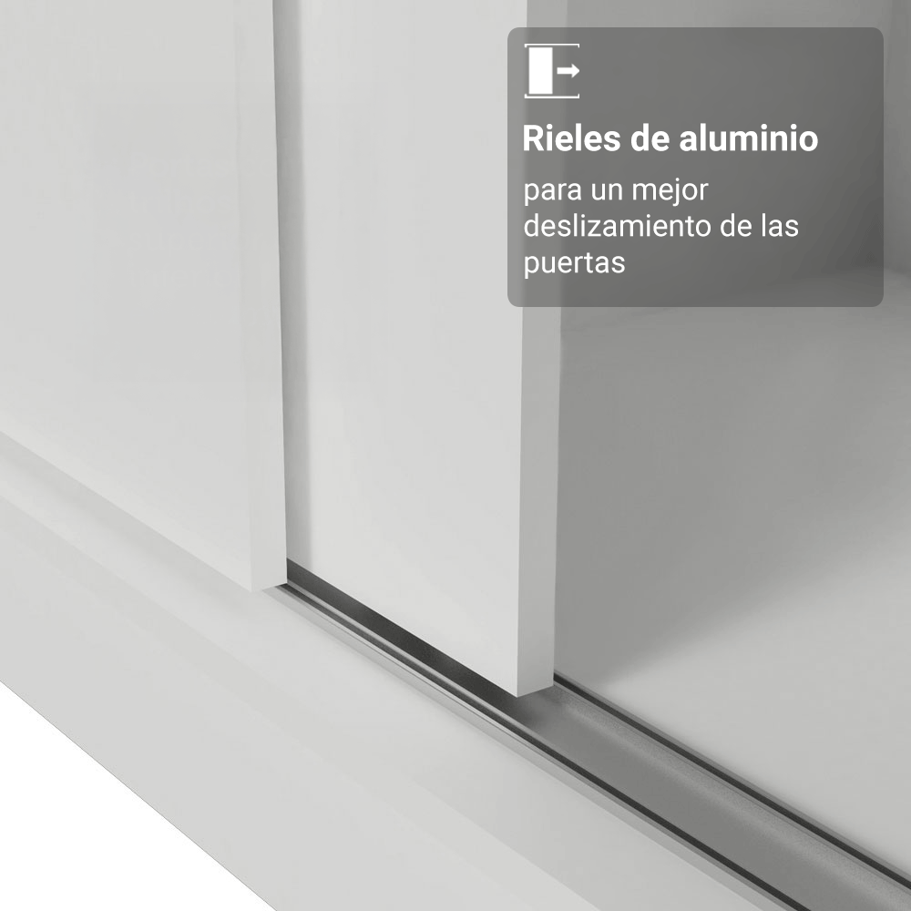 Clóset Luke con Patas 2 Puertas Corredizas 2 Cajones Blanco 192 cm x 120 cm x 53 cm