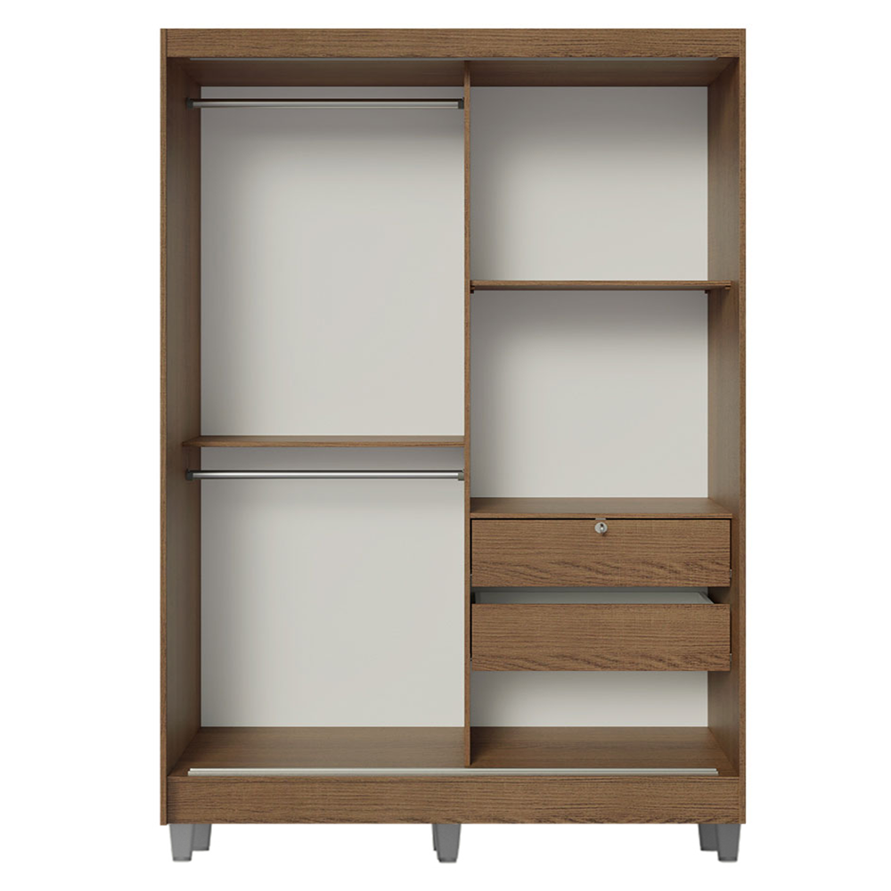 Clóset Luke con Patas 2 Puertas Corredizas 1 Espejo Marrón 192 cm x 120 cm x 53 cm
