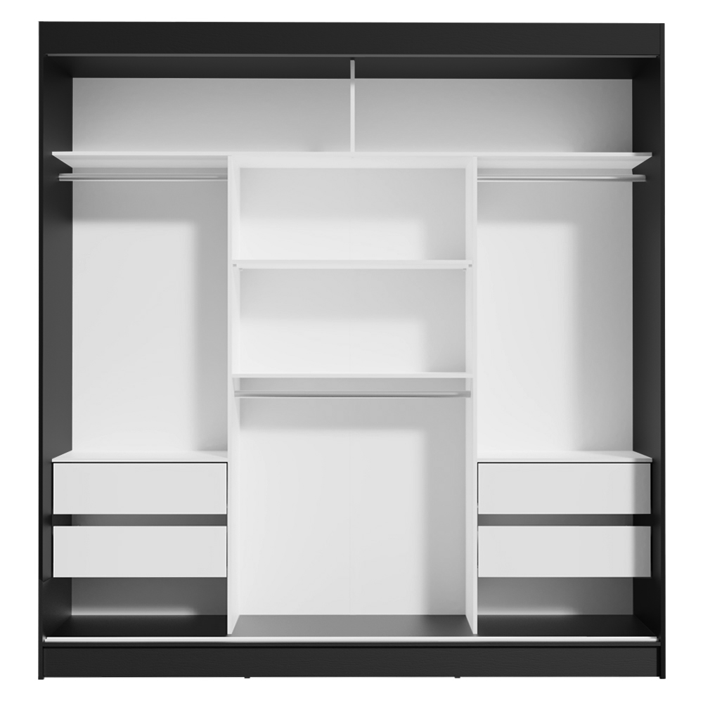 Clóset Reno 3 Puertas Corredizas con Espejos Negro/Blanco 180 cm x 205 cm x 54 cm