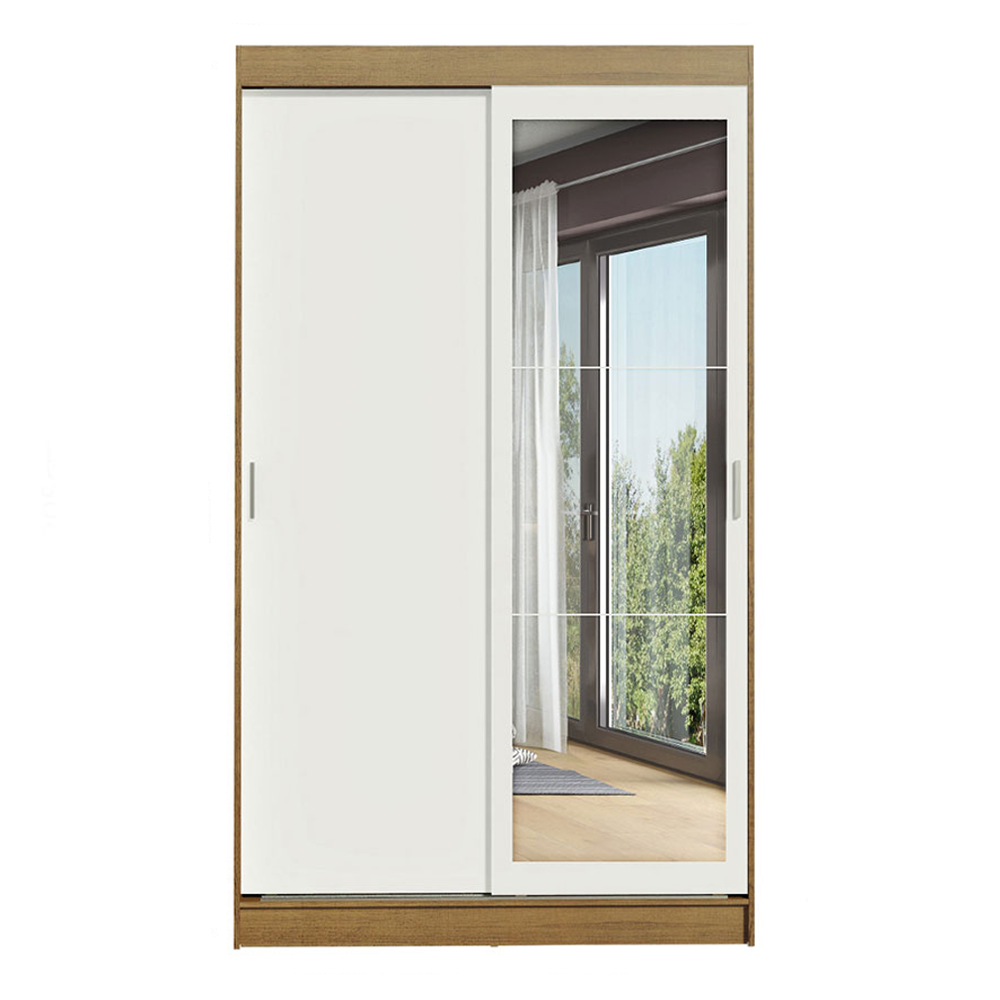 Clóset Tokio 2 Puertas Corredizas 2 Cajones Marrón/Blanco 218 cm x 109 cm x 54 cm