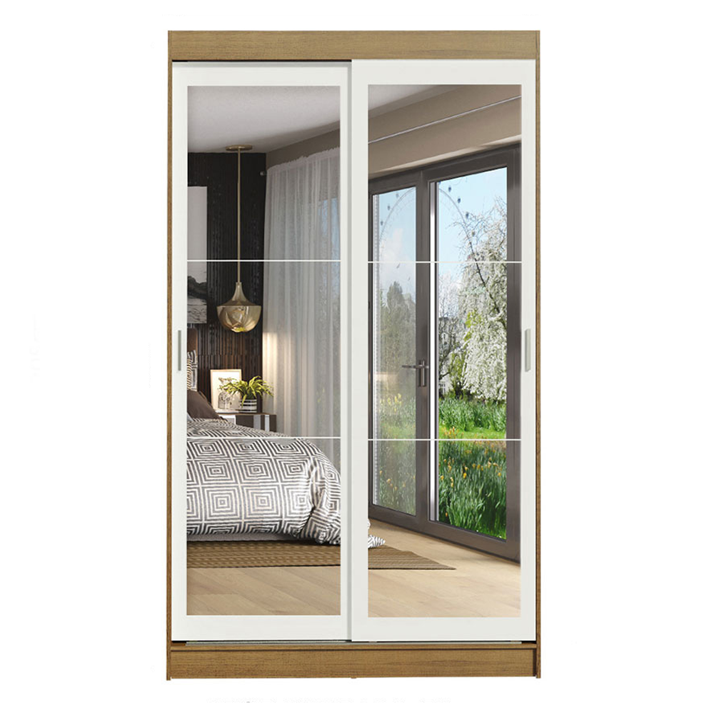 Clóset Tokio 2 Puertas Corredizas con Espejos Marrón/Blanco 218 cm x 109 cm x 54 cm