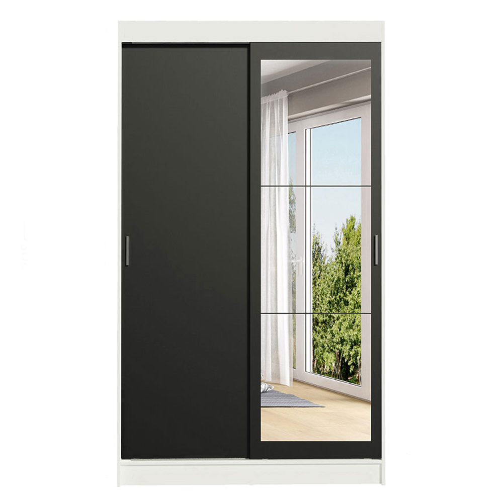 Clóset Tokio 2 Puertas Corredizas 1 Espejo Blanco/Negro 218 cm x 109 cm x 54 cm