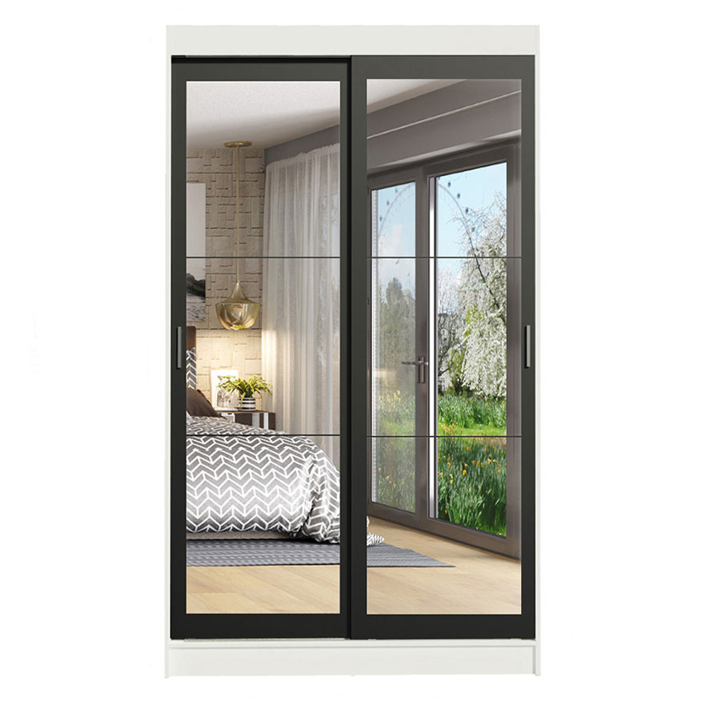 Clóset Tokio 2 Puertas Corredizas con Espejos Blanco/Negro 218 cm x 109 cm x 54 cm