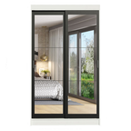 Clóset Tokio 2 Puertas Corredizas con Espejos Blanco/Negro 218 cm x 109 cm x 54 cm