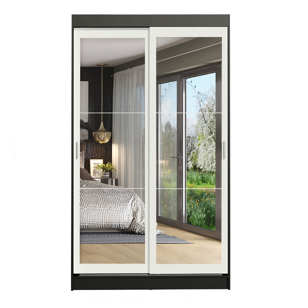 Clóset Tokio 2 Puertas Corredizas con Espejos Negro/Blanco 218 cm x 109 cm x 54 cm