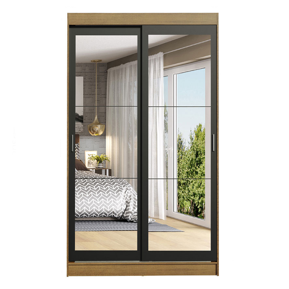 Clóset Tokio 2 Puertas Corredizas con Espejos Marrón/Negro 218 cm x 109 cm x 54 cm