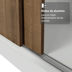 Clóset Nobre 3 Puertas Corredizas 1 Espejo Blanco/Marrón 205 cm x 170 cm x 51 cm