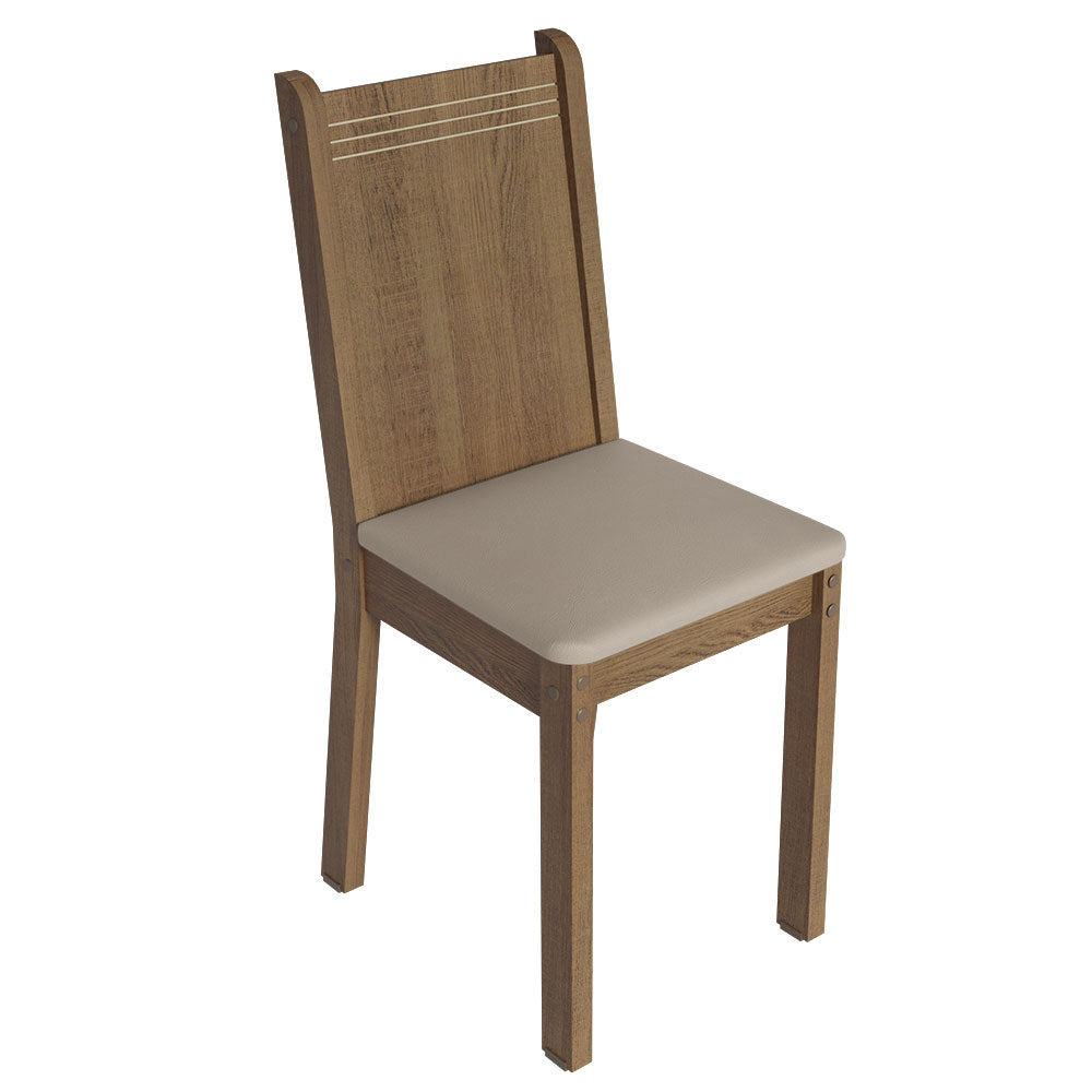 Juego de Comedor Analu con 6 Sillas Marrón/Beige