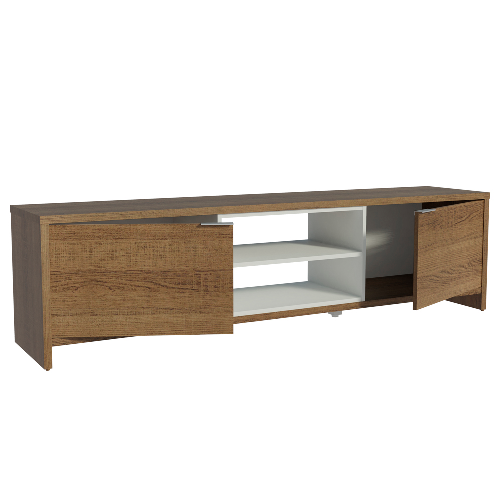 Centro de Entretenimiento Mesa para TV Metz 180 cm Hasta 75 Pulgadas Marrón/Blanco Madesa