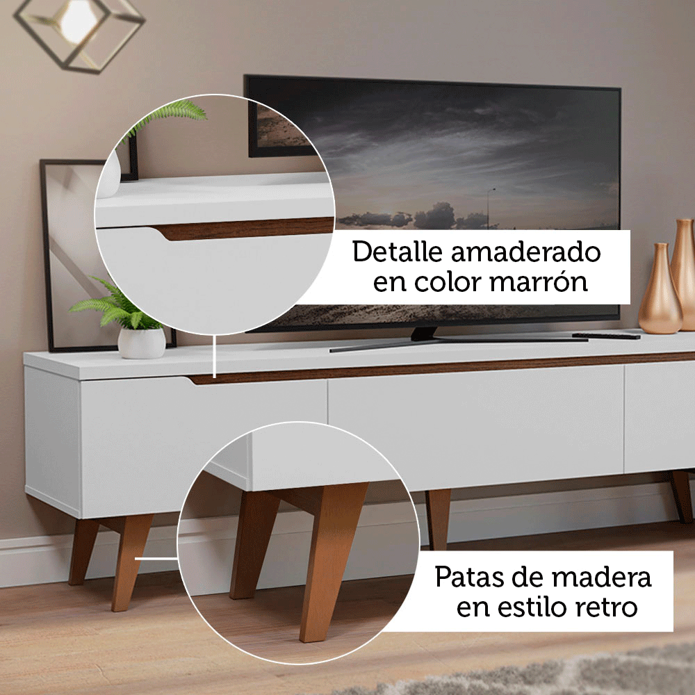 Centro de Entretenimiento Mesa para TV Doha Hasta 80 Pulgadas Blanco
