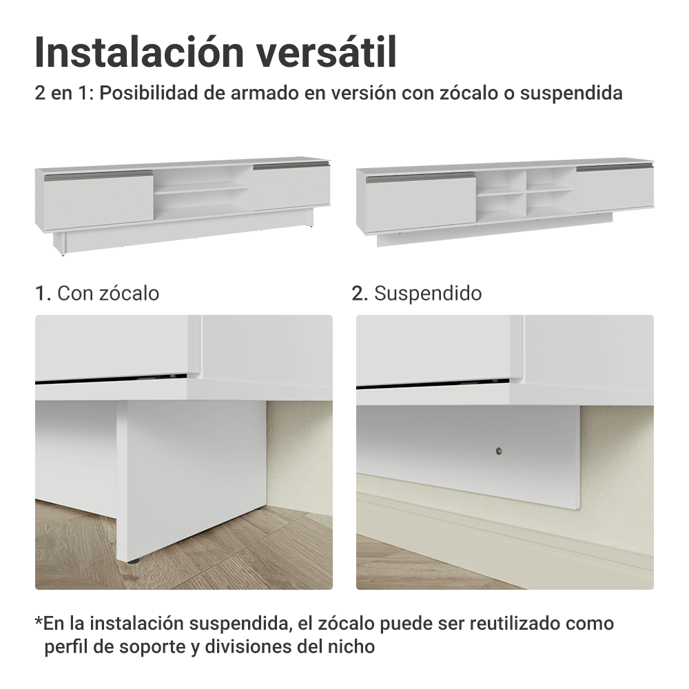Centro de Entretenimiento Mesa para TV Glamy Hasta 80 Plgdas