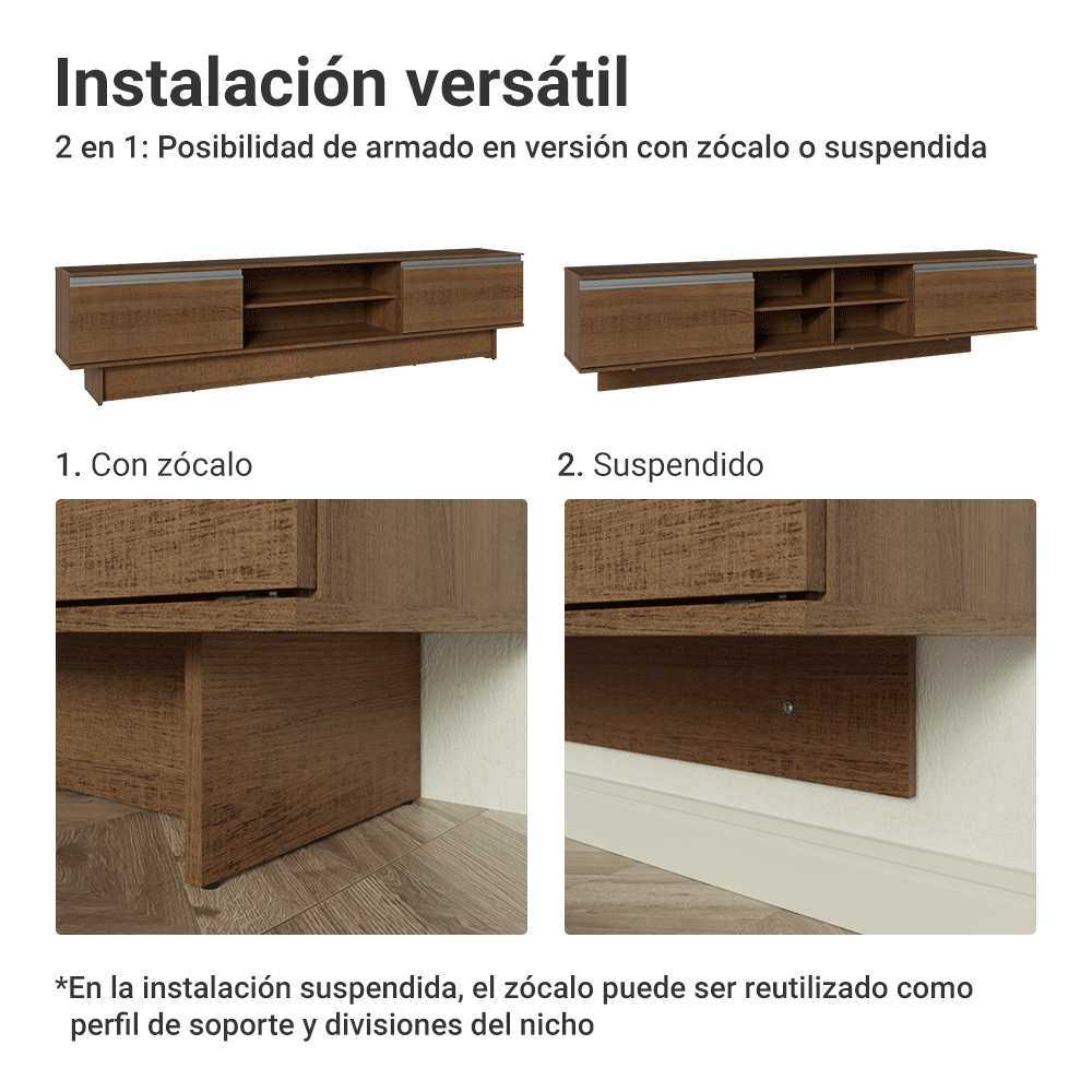 Centro de Entretenimiento Mesa para TV Glamy Hasta 80 Plgdas