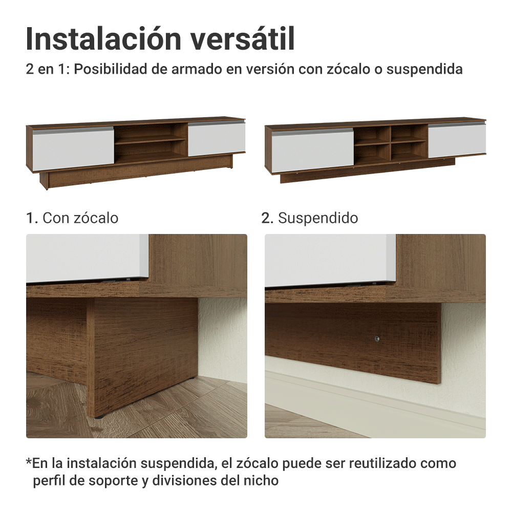 Centro de Entretenimiento Mesa para TV Glamy Hasta 80 Pulgds