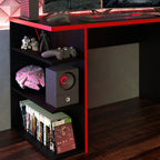 Escritorio Gamer Moderno para PC y Consola NegroRojo