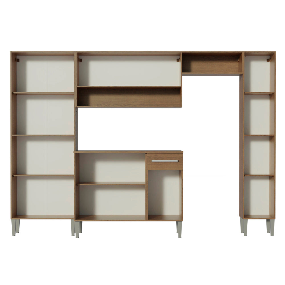 Cocina Integral Emilly Hit 2.60 Metros Marrón/Negro/Marrón