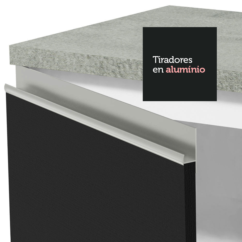 Mueble de Cocina Bajo Glamy 1.20 m 2 Puertas con Encimera Blanco/Negro
