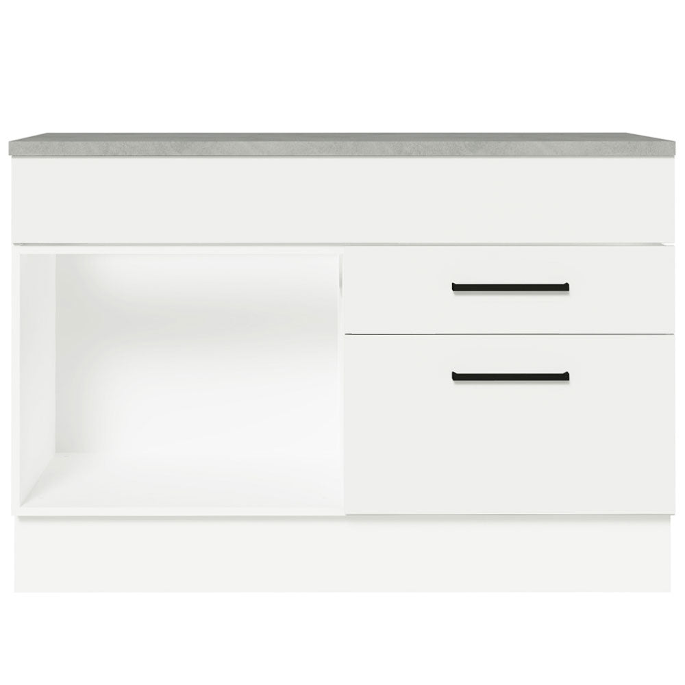 Mueble de Cocina Bajo Agata 1.20 m 1 Puerta 2 Cajones con Encimera Blanco