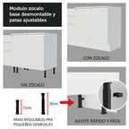 Mueble de Cocina Bajo Glamy 1.20 m 1 Puerta 2 Cajones con Encimera Blanco