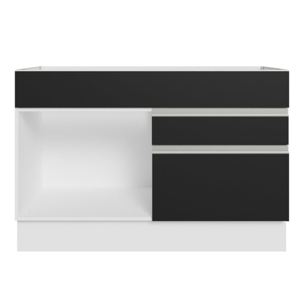 Gabinete Bajo de Lavaplatos 120cm 1 Puerta 2 Cajones Blanco/Negro (Sin Mesón y Sin Lavaplatos) Glamy
