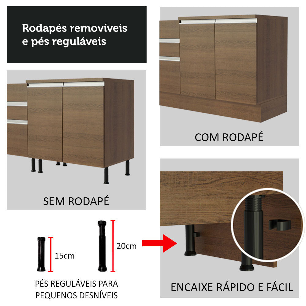 Mueble de Cocina Bajo Glamy 1.20 m 2 Puertas 3 Cajones