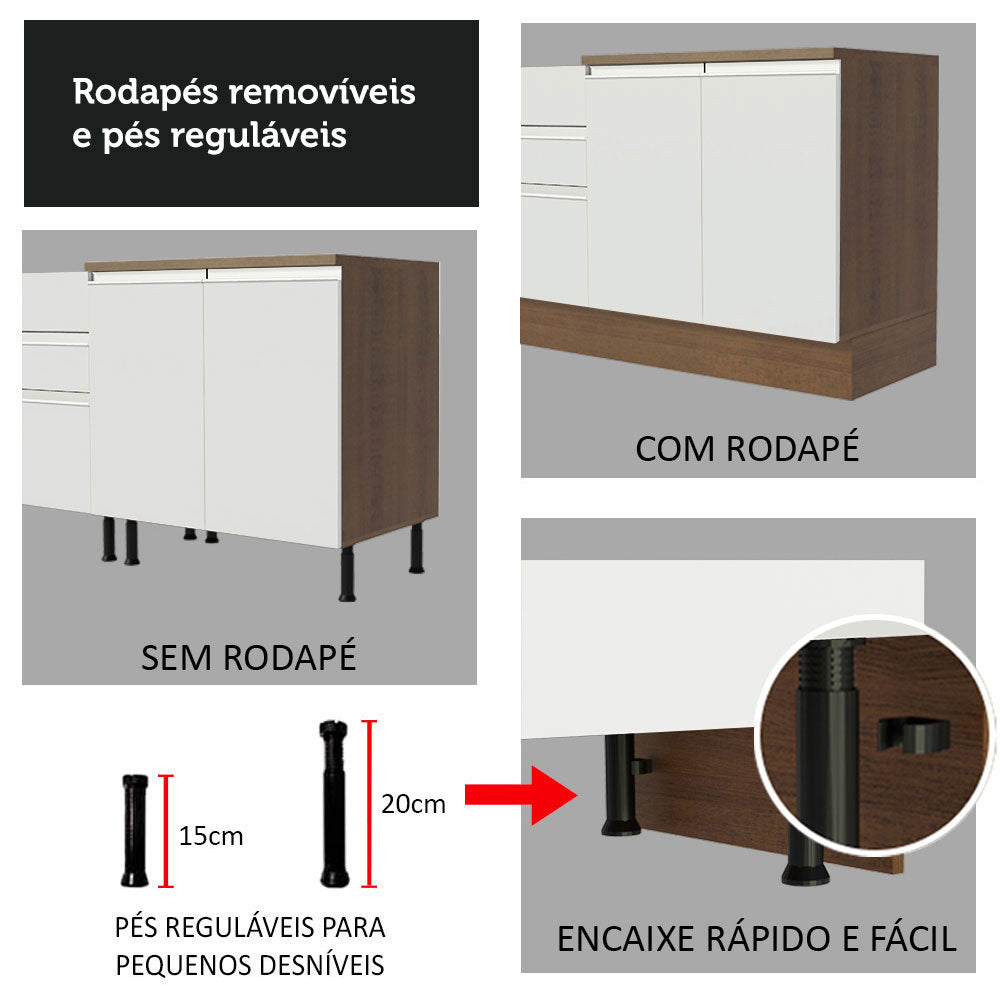 Mueble de Cocina Bajo Glamy 1.20 m 2 Puertas 3 Cajones