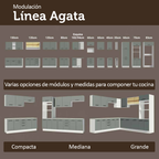 Mueble de Cocina Bajo Agata 1.20 m 2 Puertas 3 Cajones con Encimera Blanco/Gris