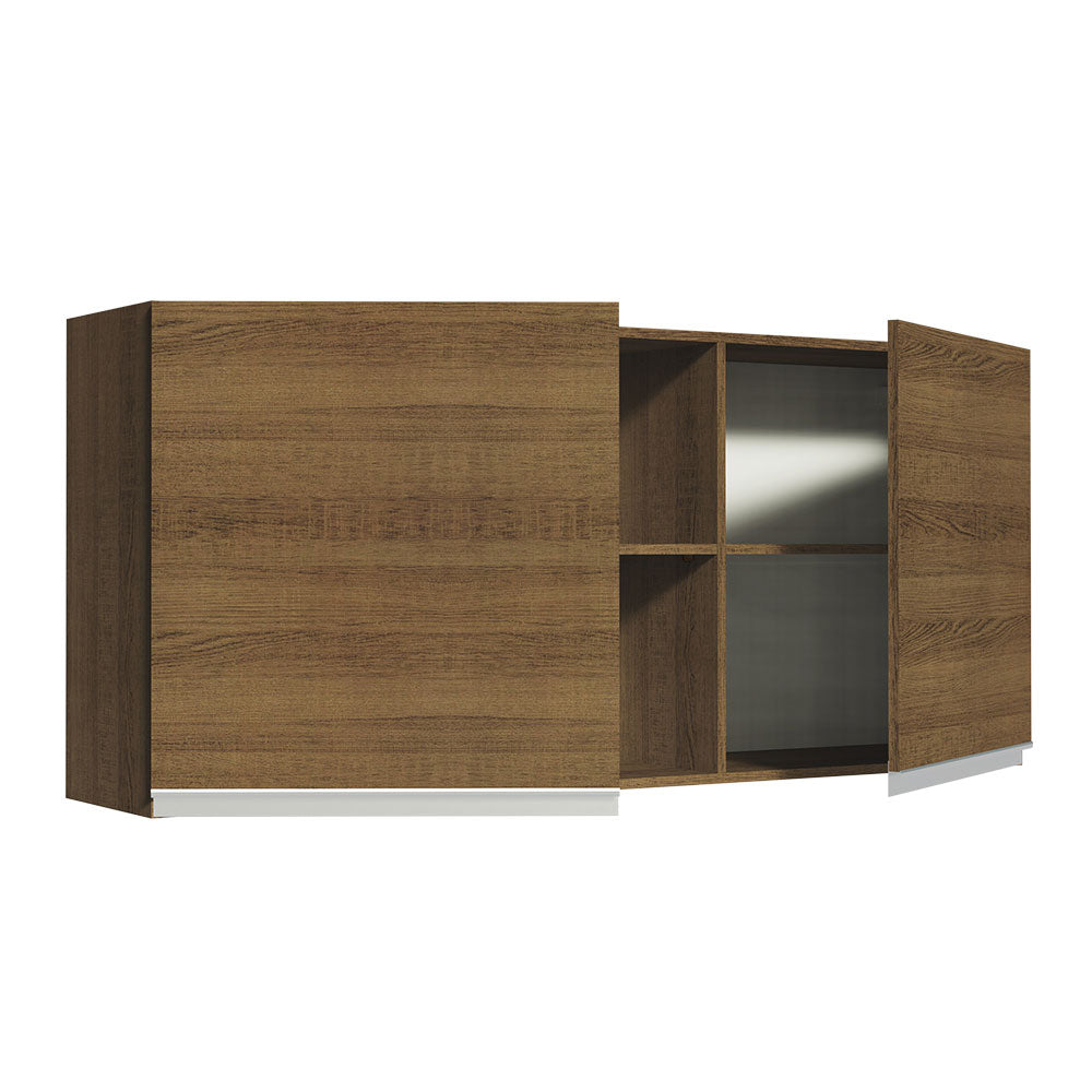 Mueble de Cocina Superior Glamy 1.50 m 2 Puertas 2 Nichos Centrales Marrón