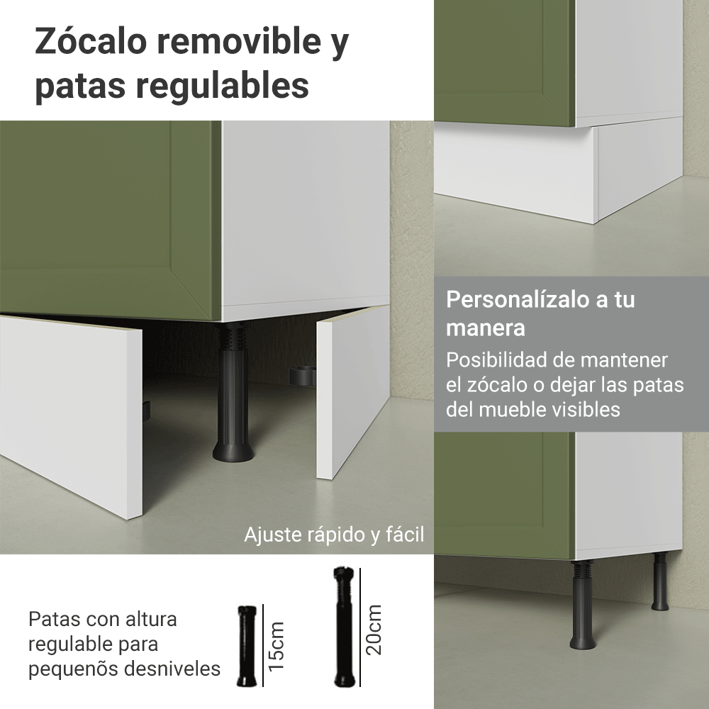 Mueble de Cocina para Hornos Vik 60 cm Blanco/Verde