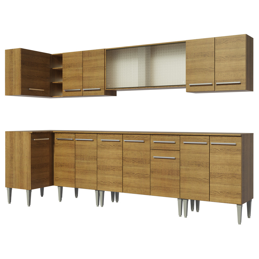 Cocina Integral de Esquina Emilly Jazz 3.60 m Marrón