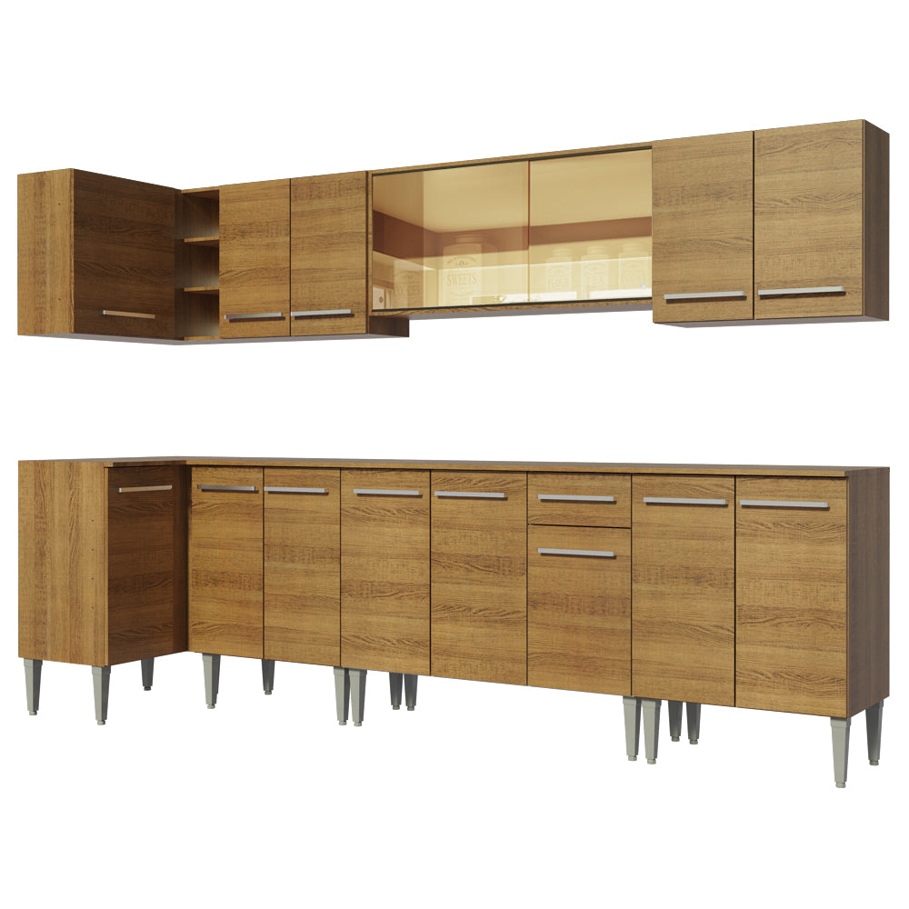 Cocina Integral de Esquina Emilly Mega 3.60 m Marrón