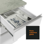 Cocina Integral de Esquina Glamy 3.50 m con Mesón de Acero Blanco 02