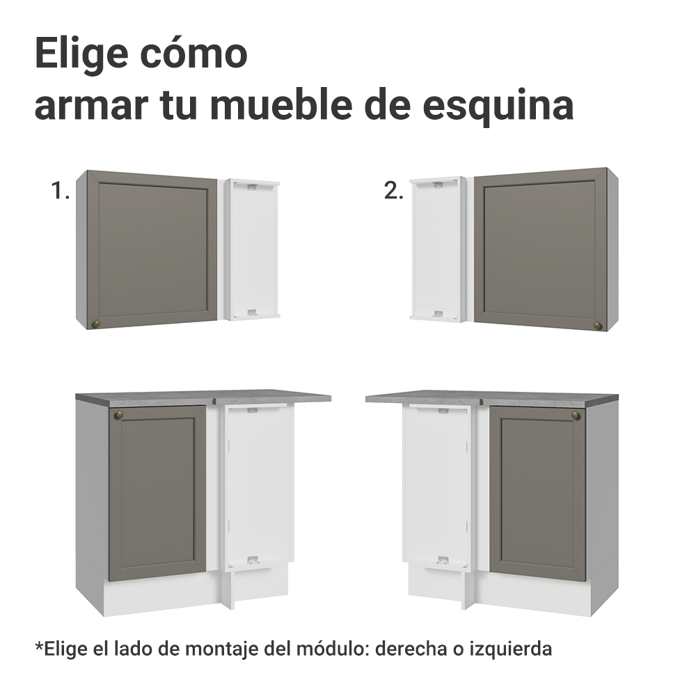 Cocina Integral de Esquina Vik 4.00 m Blanco/Gris 01