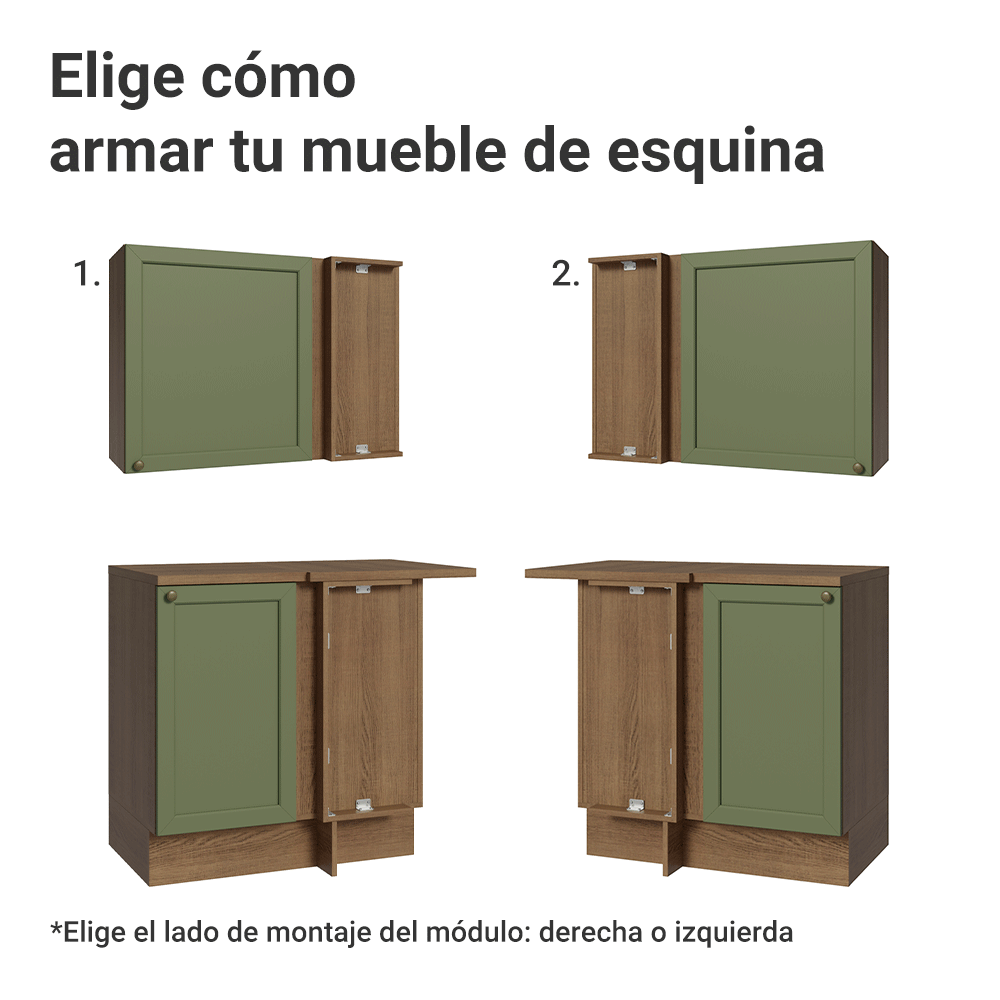 Cocina Integral de Esquina Vik 4.00 m Marrón/Verde 01
