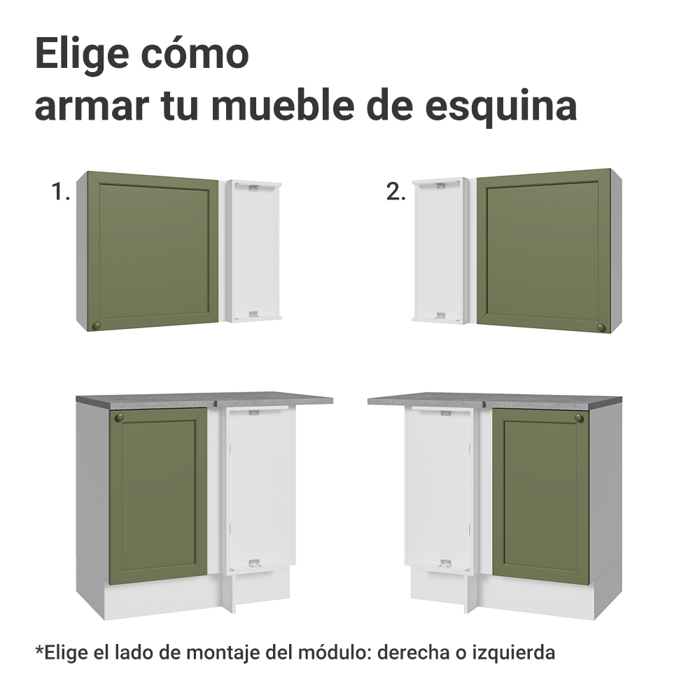 Cocina Integral de Esquina Vik 4.00 m Blanco/Verde 02