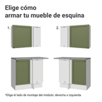Cocina Integral de Esquina Vik 4.00 m Blanco/Verde 02