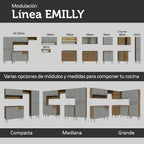 Cocina Integral Compacta Emilly 1.05 m con Mesón de Acero Marrón/Gris 04