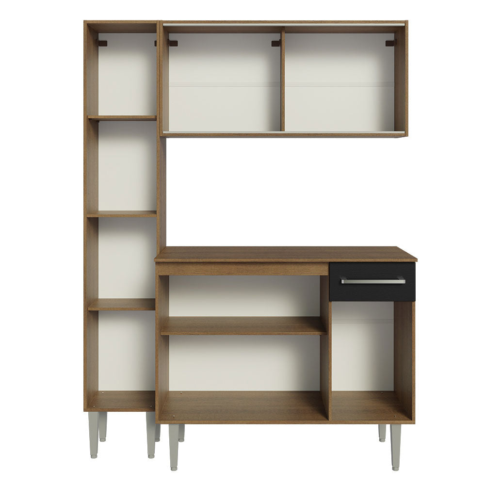 Cocina Integral Emilly 137 cm 06 Marrón/Negro Madesa