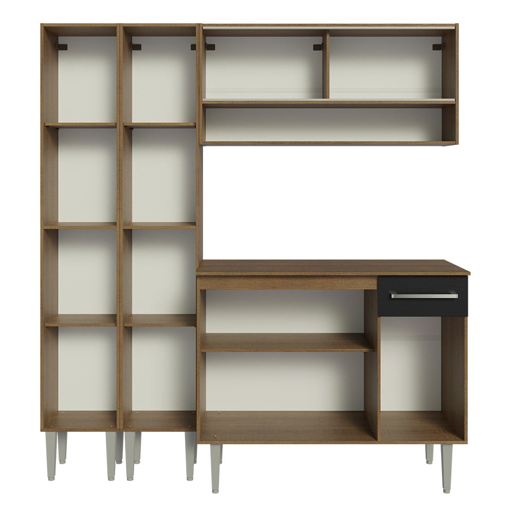 Cocina Integral Emilly 169 cm 13 Marrón/Negro Madesa