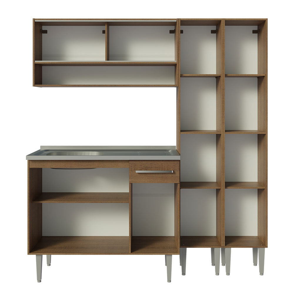 Cocina Integral Emilly 1.70 m con Mesón de Acero Marrón 14