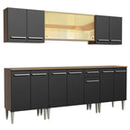 Cocina Integral Emilly 233 cm Fire Marrón/Negro Madesa