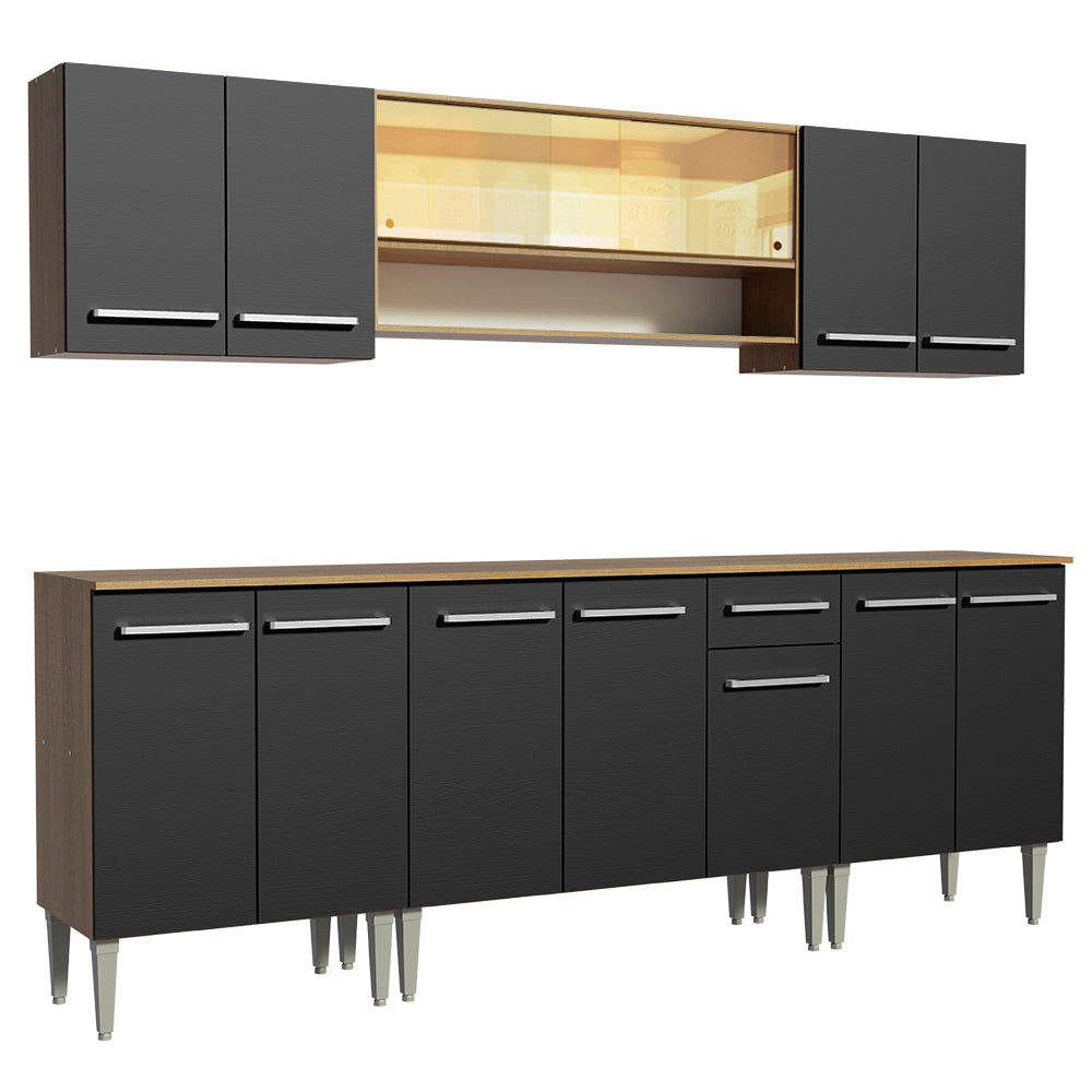 Cocina Integral Emilly Smile 2.30 Metros Marrón/Negro