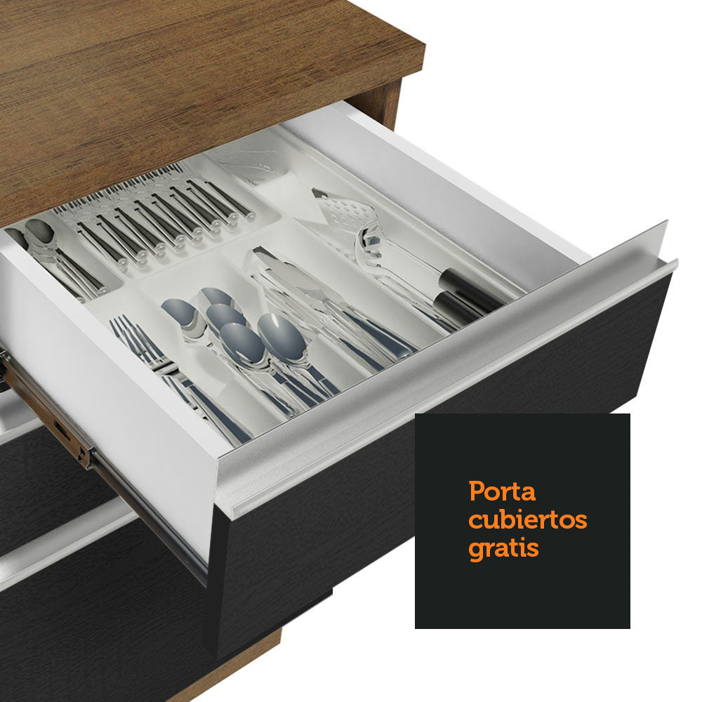 Cocina Integral Glamy 1.80 Metros Marrón/Negro 12