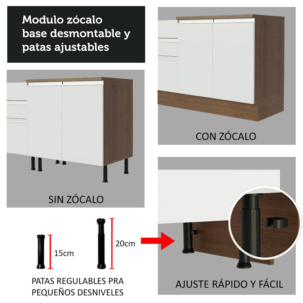 Cocina Integral Glamy 2.60 Metros Marrón/Blanco 04