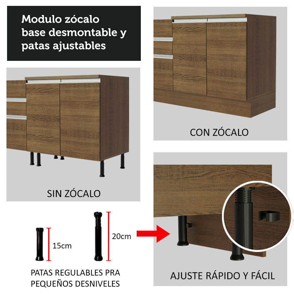 Cocina Integral Glamy 2.60 Metros Marrón 05