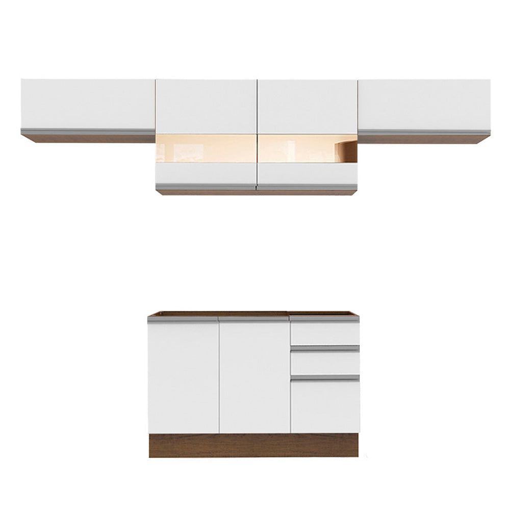 Cocina Integral Marina 2.80 Metros Marrón/Blanco