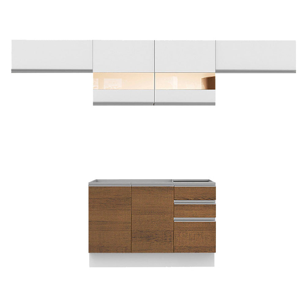 Cocina Integral Marina 2.80 Metros Blanco/Marrón/Blanco