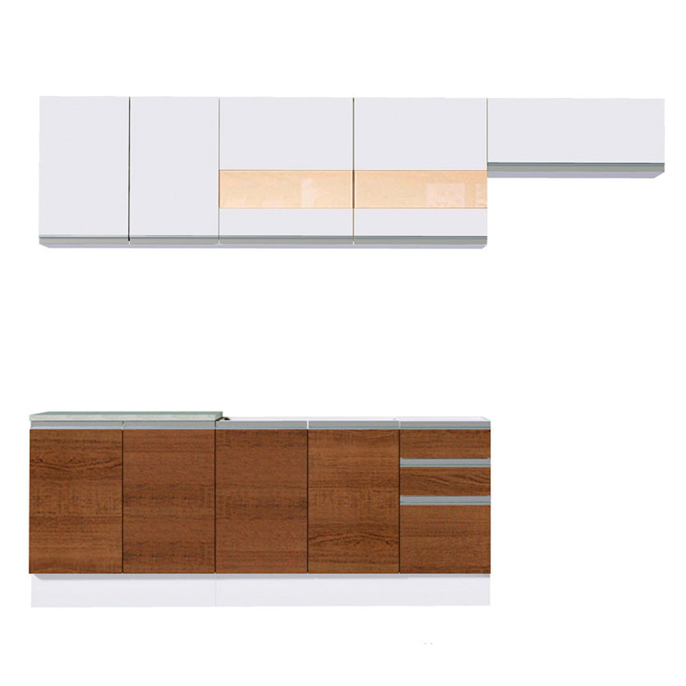 Cocina Integral Marcela 2.80 Metros Blanco/Marrón/Blanco